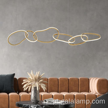 Lustre minimalista de LED com anel de ouro